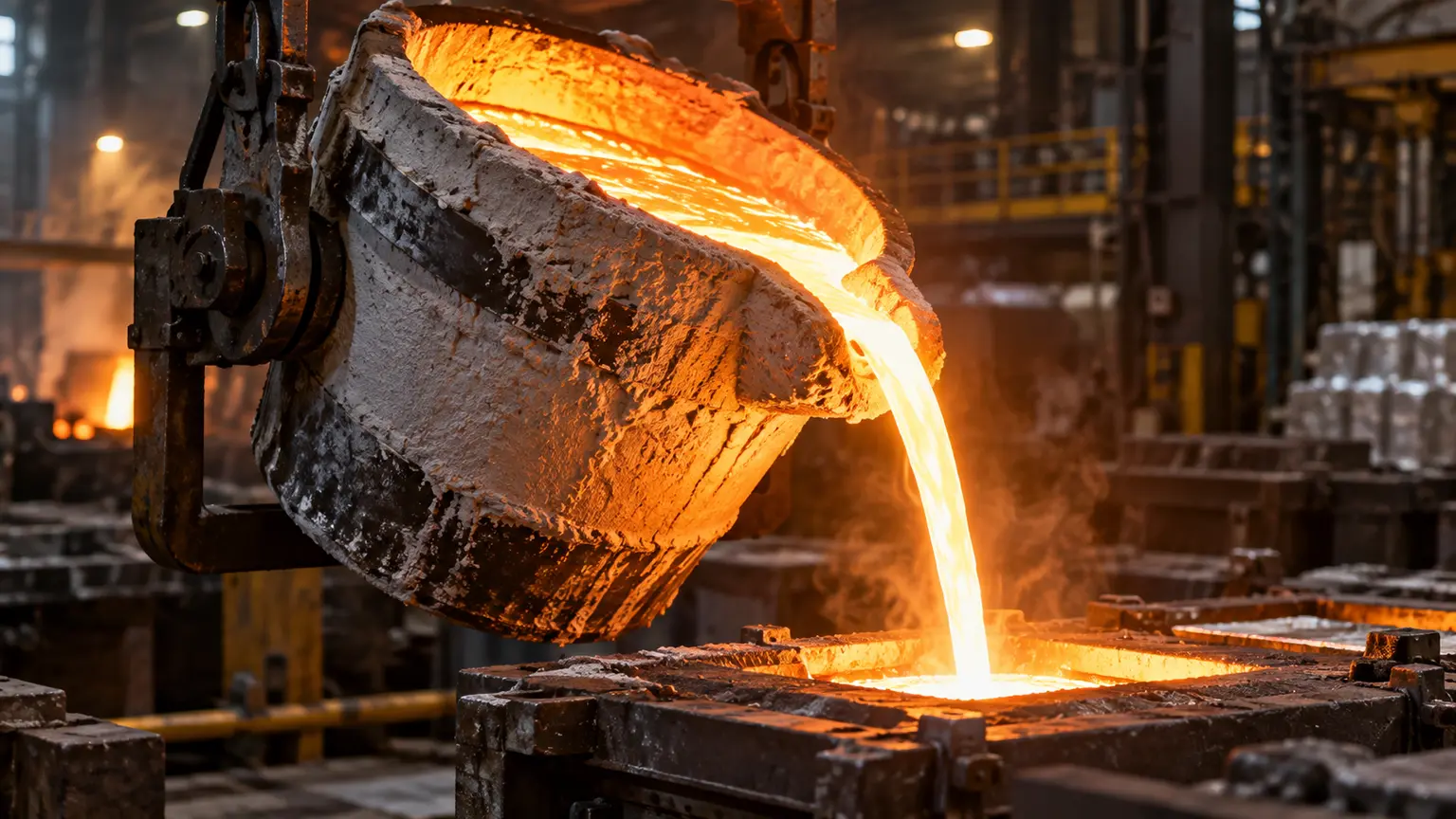 Cucharón de fundición con recubrimiento refractario